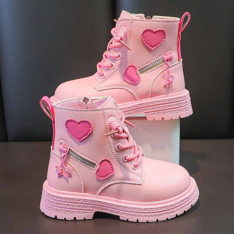 Girls Fashion Versatile Casual Korean Style Heart Decoration Kids Sweet Princess 2023 Spring and Autumn New Ankle Boots Non-slip Girls Fashion Versatile Casual Korean Style Heart Decoration Kids Sweet Princess 2023 Spring and Autumn New Ankle Boots Non-slip