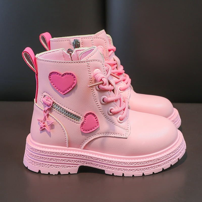 Girls Fashion Versatile Casual Korean Style Heart Decoration Kids Sweet Princess 2023 Spring and Autumn New Ankle Boots Non-slip Girls Fashion Versatile Casual Korean Style Heart Decoration Kids Sweet Princess 2023 Spring and Autumn New Ankle Boots Non-slip