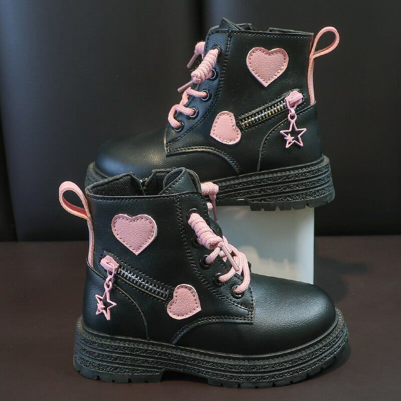 Girls Fashion Versatile Casual Korean Style Heart Decoration Kids Sweet Princess 2023 Spring and Autumn New Ankle Boots Non-slip Girls Fashion Versatile Casual Korean Style Heart Decoration Kids Sweet Princess 2023 Spring and Autumn New Ankle Boots Non-slip
