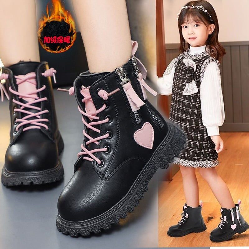 2023 autumn and winter new design girls ankle boots, double zippers and princess aesthetic, plus non-slip performance, suitable for casual and casual wear.