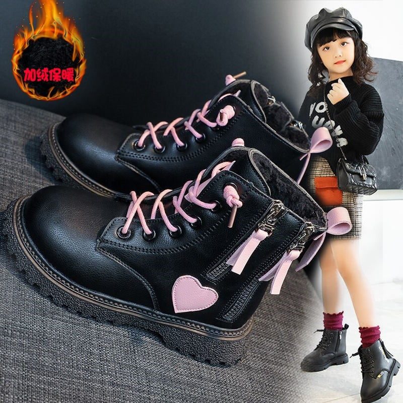 2023 autumn and winter new design girls ankle boots, double zippers and princess aesthetic, plus non-slip performance, suitable for casual and casual wear.