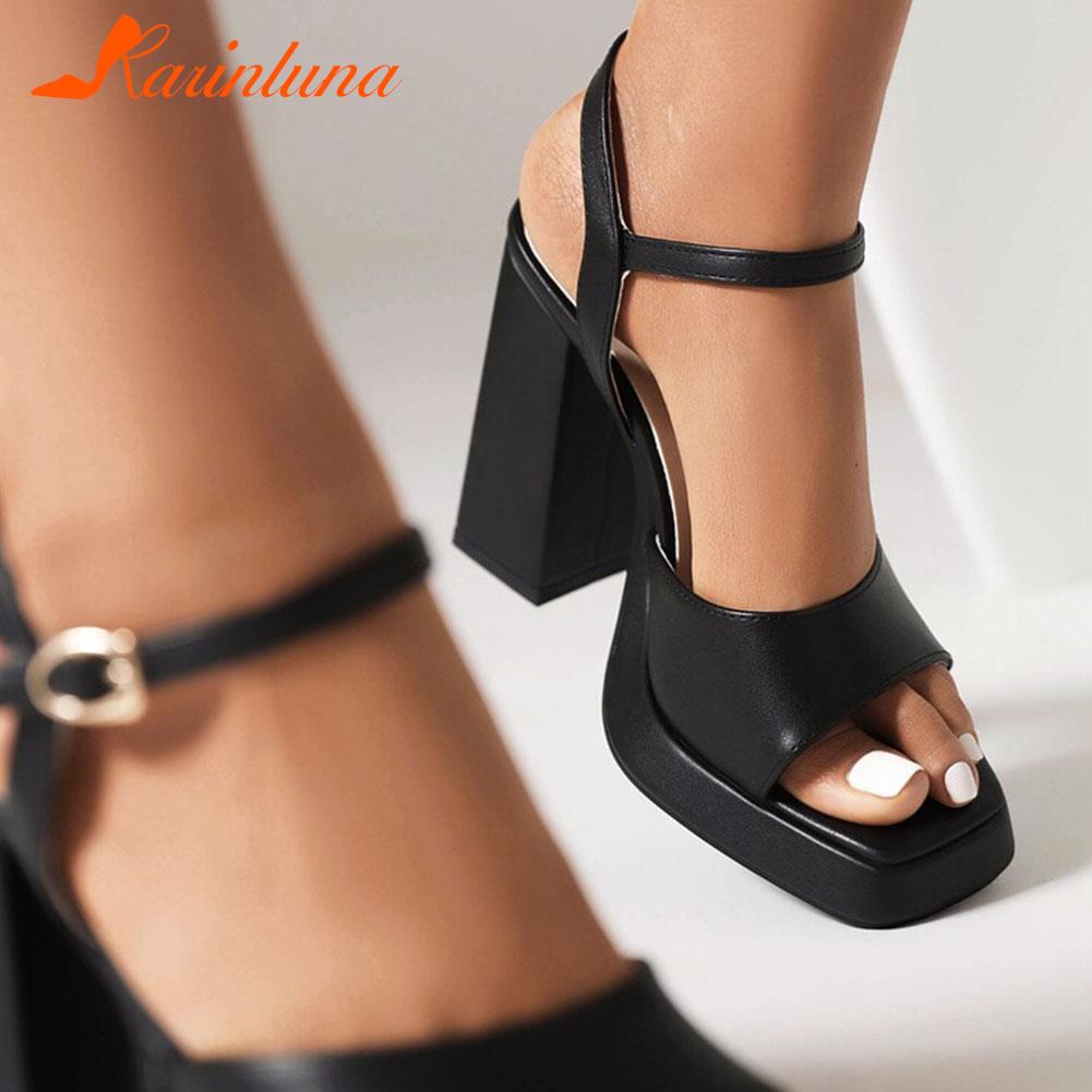 Karinluna Platform Chunky Heels 2023 Summer Woman Sandals Great Quality Lady Office Sexy Party Woman Wedding Shoes Sandals Karinluna Platform Chunky Heels 2023 Summer Woman Sandals Great Quality Lady Office Sexy Party Woman Wedding Shoes Sandals