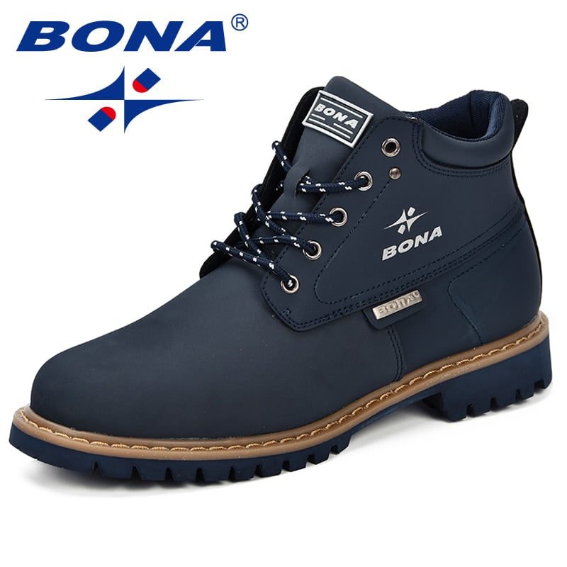 BONA Spring & Autumn Men Boots Split Leather Men Casual Fahsion Ankle Boots Outdoor Comfortable Men Leather Boots For Men Shoes