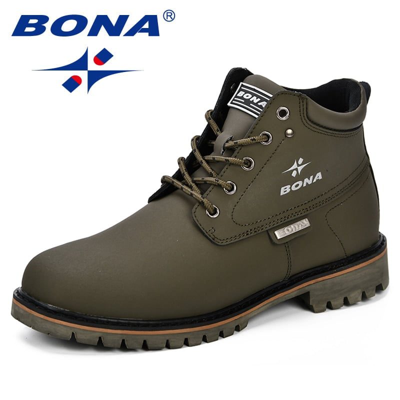 BONA Spring & Autumn Men Boots Split Leather Men Casual Fahsion Ankle Boots Outdoor Comfortable Men Leather Boots For Men Shoes