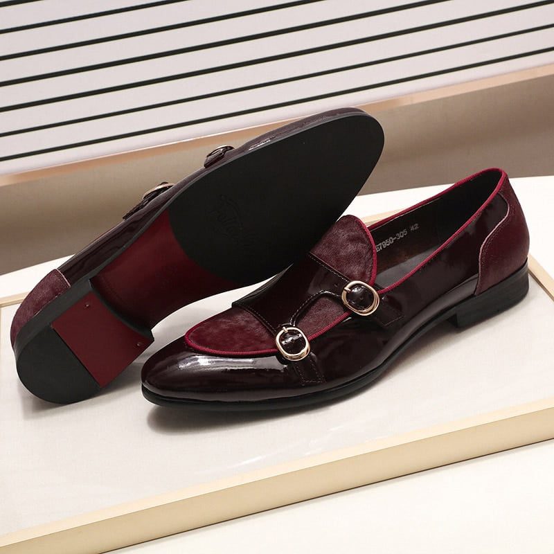 FELIX CHU Mens Wedding Loafers Gentlemen Party Dress Shoes Patent Leather with Horse Hair Casual Monk Strap Formal Shoes for Men FELIX CHU Mens Wedding Loafers Gentlemen Party Dress Shoes Patent Leather with Horse Hair Casual Monk Strap Formal Shoes for Men