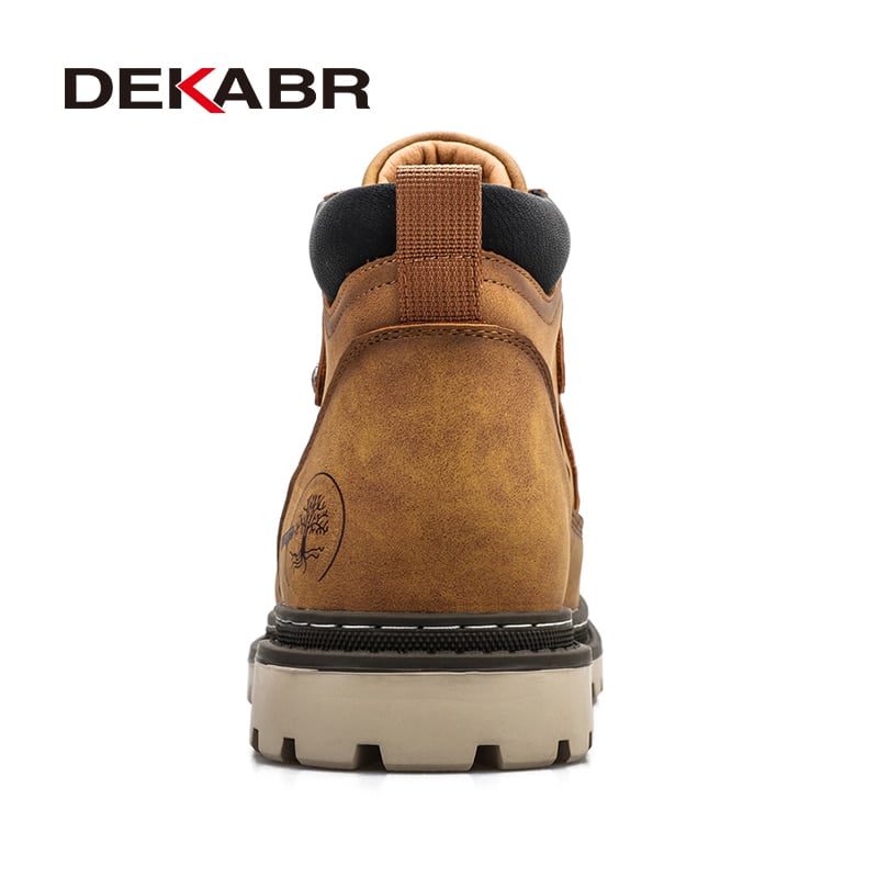 DEKABR Casual Work Shoes For Men Autumn Winter Warm Fur Plus Retro Boots Wear-Resistan Leisure Comfort Vintage Style Boots Men