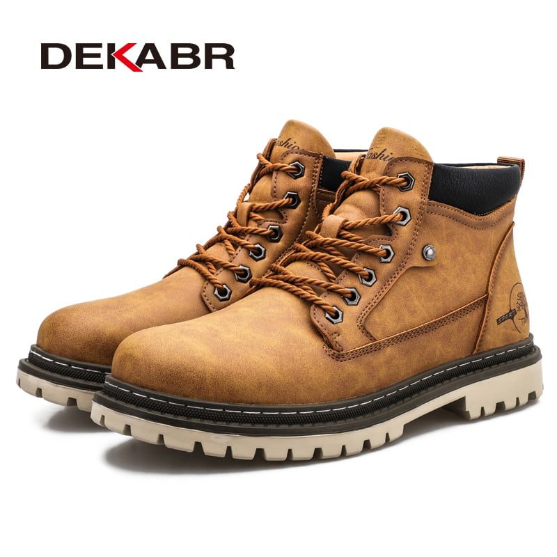 DEKABR Casual Work Shoes For Men Autumn Winter Warm Fur Plus Retro Boots Wear-Resistan Leisure Comfort Vintage Style Boots Men DEKABR Casual Work Shoes For Men Autumn Winter Warm Fur Plus Retro Boots Wear-Resistan Leisure Comfort Vintage Style Boots Men