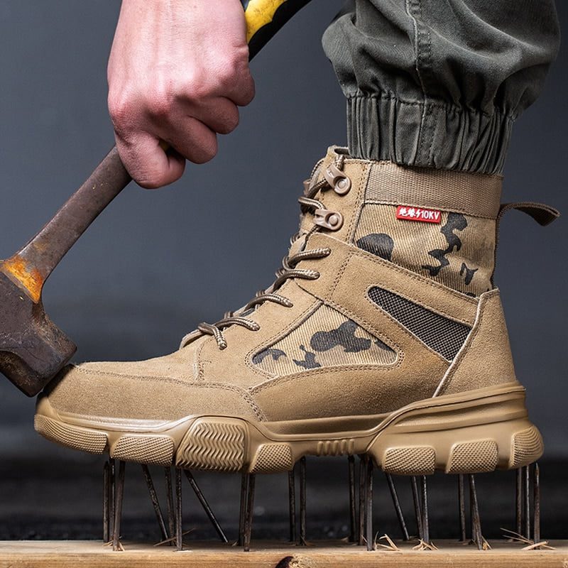 Outdoor Men Work Boots Safety Shoes Anti-puncture Safety Boot Work Steel Toe Shoes Indestructible Desert Combat Boots Protective