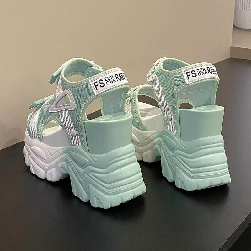 Fashion Summer Women Platform Sandals Wedges Thick Bottom Casual Mesh Shoes Woman 10.5CM High Heels Comfortable Sandals Sneakers