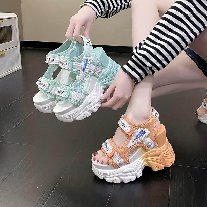 Fashion Summer Women Platform Sandals Wedges Thick Bottom Casual Mesh Shoes Woman 10.5CM High Heels Comfortable Sandals Sneakers Fashion Summer Women Platform Sandals Wedges Thick Bottom Casual Mesh Shoes Woman 10.5CM High Heels Comfortable Sandals Sneakers