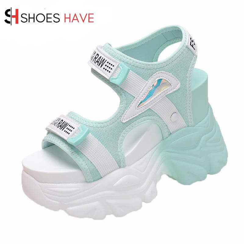 Fashion Summer Women Platform Sandals Wedges Thick Bottom Casual Mesh Shoes Woman 10.5CM High Heels Comfortable Sandals Sneakers