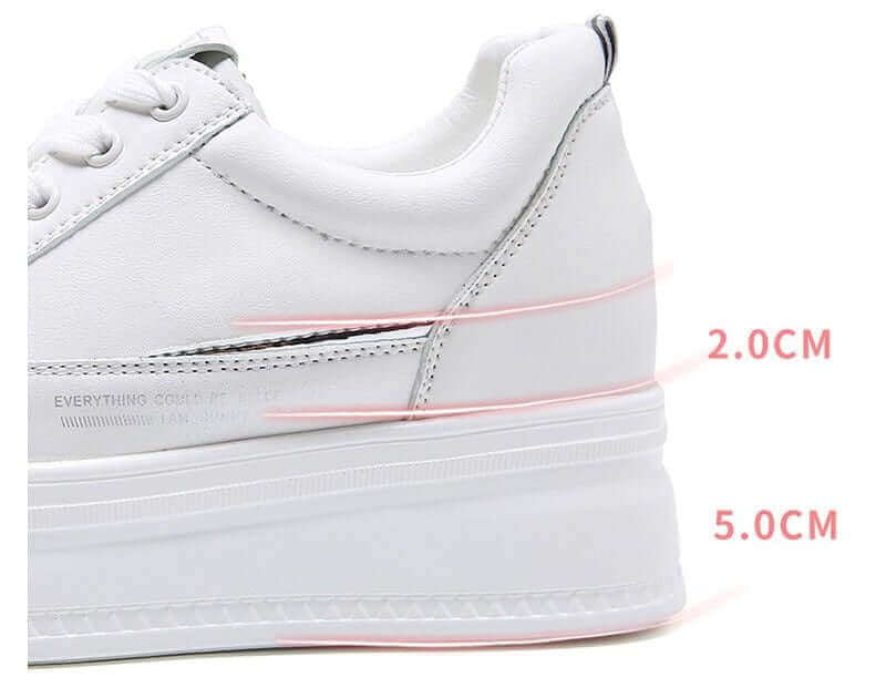Fujin 7cm Microfiber Leather Women Casual Shoes White Platform Wedge Hidden Heel Shoes White Shoes Chunky Sneakers Skateboard