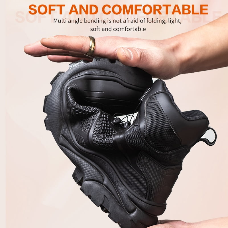 Rotary Buckle Work Boots Safety Steel Toe Shoes Men Breathable Safety Shoes Indestructible Shoes Puncture-Proof Work Shoes