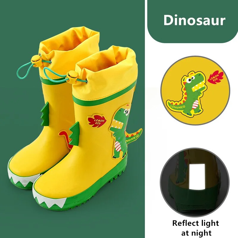 Botas de lluvia impermeables para niños y niñas, zapatos de goma Natural con dibujos animados