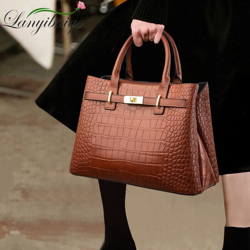 High Quality Soft Leather Shoulder Crossbody Bags For Women Luxury Designer Handbag Brand Stylish Crocodile Print Vintage Bag High Quality Soft Leather Shoulder Crossbody Bags For Women Luxury Designer Handbag Brand Stylish Crocodile Print Vintage Bag