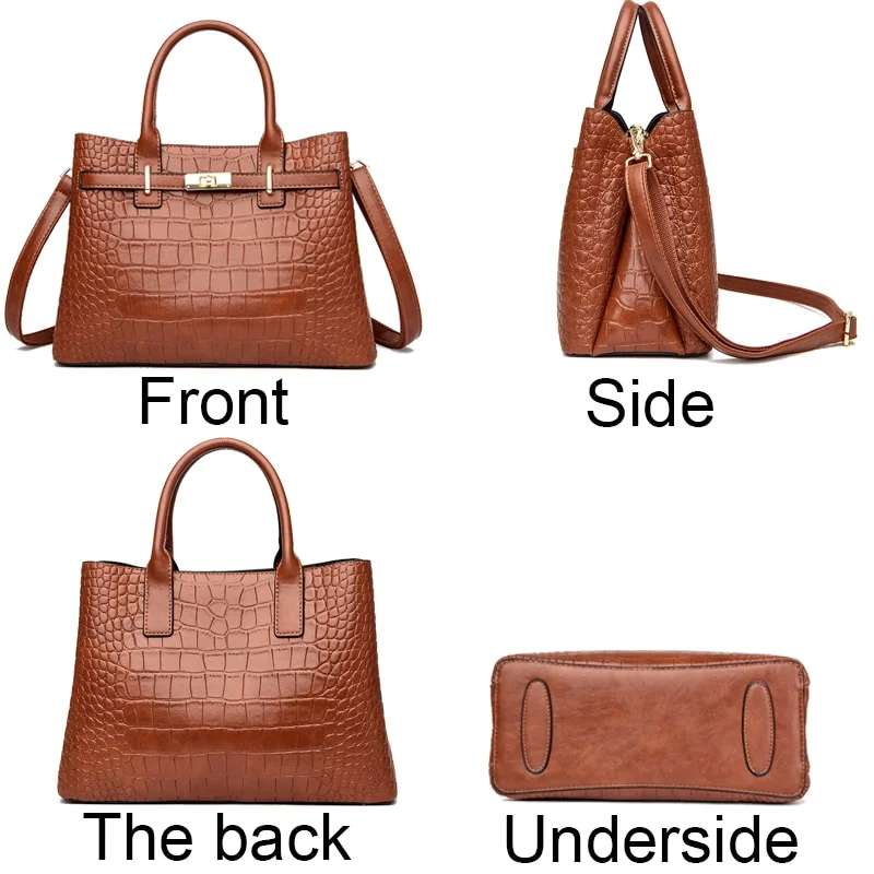High Quality Soft Leather Shoulder Crossbody Bags For Women Luxury Designer Handbag Brand Stylish Crocodile Print Vintage Bag