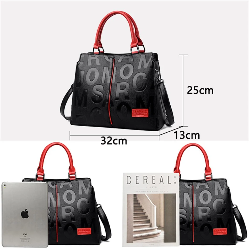 2 Layers Ladies Quality Leather Letter Shoulder Bags for Women 2021 Luxury Handbags Women Bags Designer Large Capacity Tote Bag