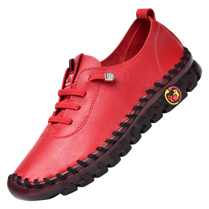 Women’s Leather Casual Shoes – Lace-Up Flats