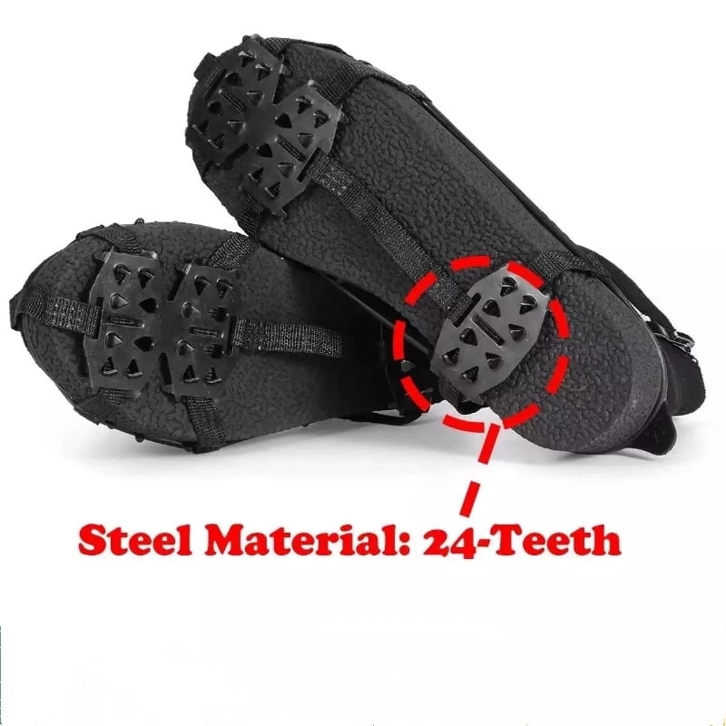 1 Pair M L 24 Teeth Anti-Slip Ice Grips Gripper Shoes Boot Hiking Ice Climbing Shoe Spikes Climbing Chain Crampons Shoes Cover