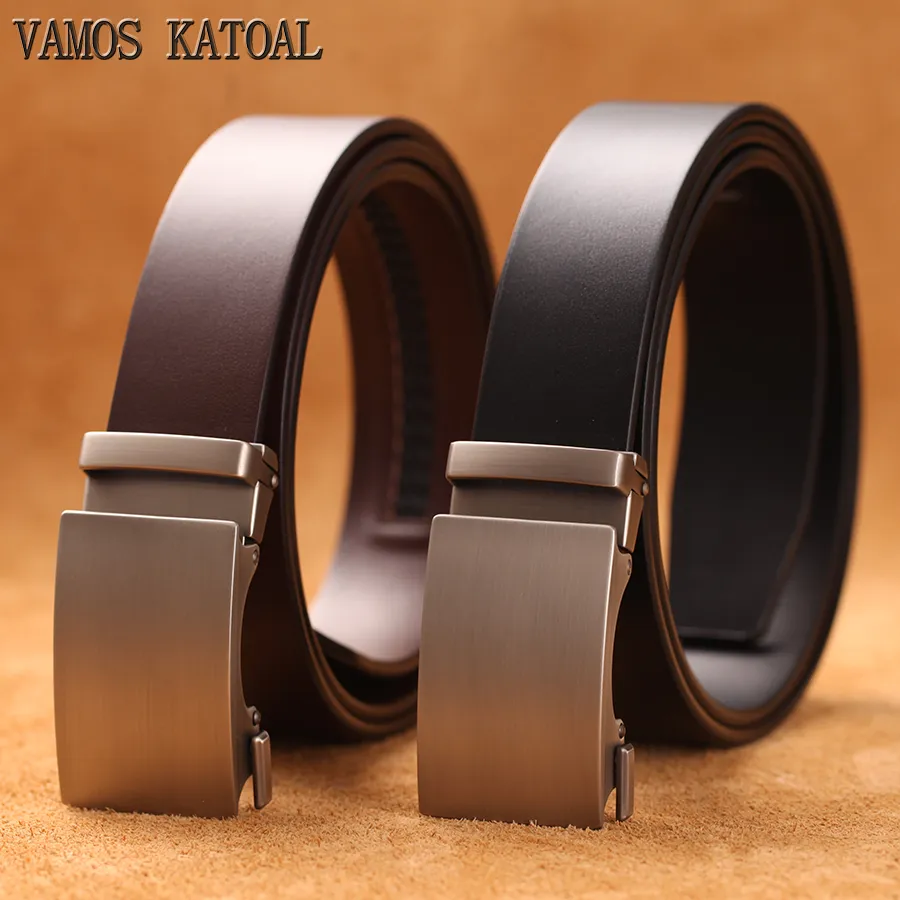 Genuine Cow Leather Automatic Belt For Men Formal Automatic Buckle Belt  Genuine Leather Mens business Strap