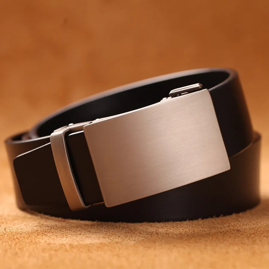 Genuine Cow Leather Automatic Belt For Men Formal Automatic Buckle Belt  Genuine Leather Mens business Strap