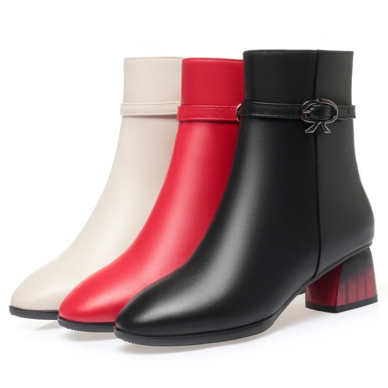 AIYUQI Women Dress Boots Winter Wool 2023 New Round Toe Genuine Leather Ankle Boots Red Women Banquet Fashion Short Boots Women AIYUQI Women Dress Boots Winter Wool 2023 New Round Toe Genuine Leather Ankle Boots Red Women Banquet Fashion Short Boots Women