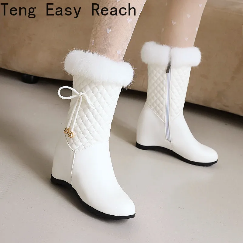 Winter white Real hair Women’s Snow Boots Fashion Warm Plush Boots Ladies Round Toe zip Slope heel snow boots size 33-43 Winter white Real hair Women's Snow Boots Fashion Warm Plush Boots Ladies Round Toe zip Slope heel snow boots size 33-43