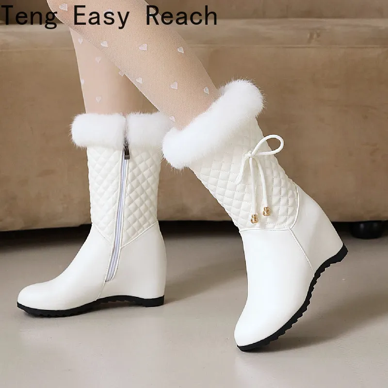 Winter white Real hair Women’s Snow Boots Fashion Warm Plush Boots Ladies Round Toe zip Slope heel snow boots size 33-43 Winter white Real hair Women's Snow Boots Fashion Warm Plush Boots Ladies Round Toe zip Slope heel snow boots size 33-43