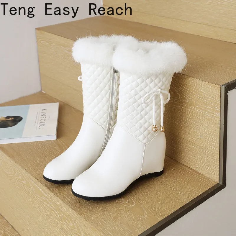 Winter white Real hair Women’s Snow Boots Fashion Warm Plush Boots Ladies Round Toe zip Slope heel snow boots size 33-43 Winter white Real hair Women's Snow Boots Fashion Warm Plush Boots Ladies Round Toe zip Slope heel snow boots size 33-43