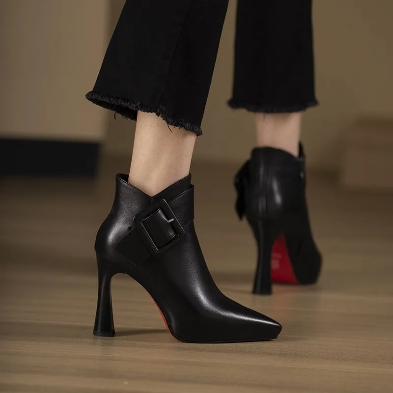 2023 Hot Sale Ladies Shoes Ankle Women’s Boots Elegant Modern Boots Women Solid Buckle Zipper Pointed Toe High Heel Female Shoes 2023 Hot Sale Ladies Shoes Ankle Women's Boots Elegant Modern Boots Women Solid Buckle Zipper Pointed Toe High Heel Female Shoes