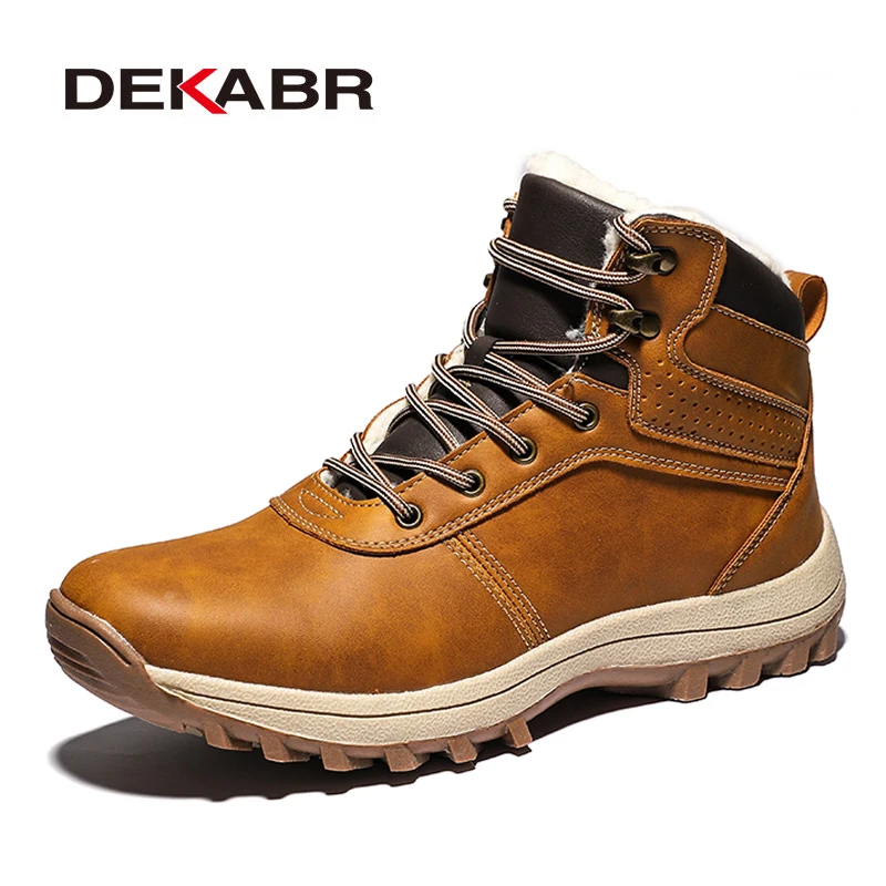 DEKABR Winter Warm Men Boots Genuine Leather Fur Plus Men Snow Boots Handmade Waterproof Working Ankle Boots High Top Men Shoes DEKABR Winter Warm Men Boots Genuine Leather Fur Plus Men Snow Boots Handmade Waterproof Working Ankle Boots High Top Men Shoes
