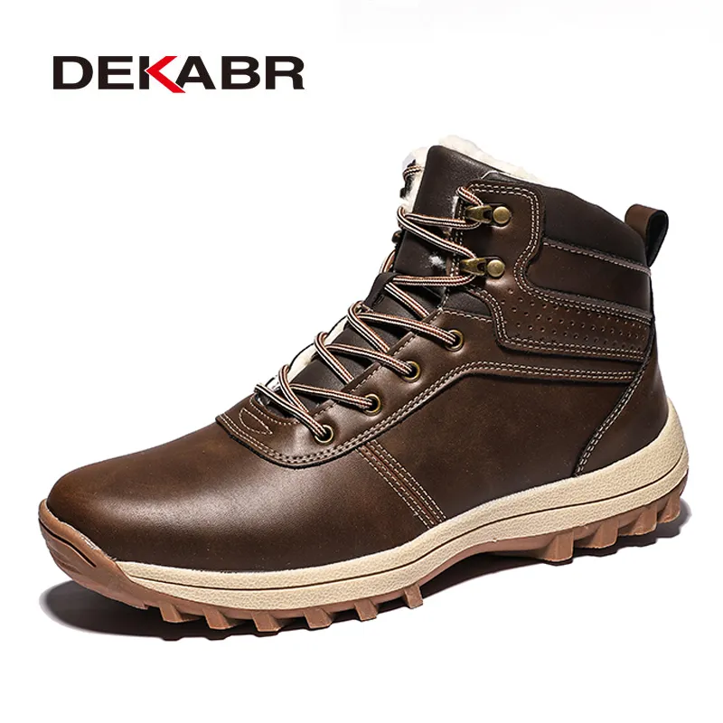 DEKABR Winter Warm Men Boots Genuine Leather Fur Plus Men Snow Boots Handmade Waterproof Working Ankle Boots High Top Men Shoes DEKABR Winter Warm Men Boots Genuine Leather Fur Plus Men Snow Boots Handmade Waterproof Working Ankle Boots High Top Men Shoes