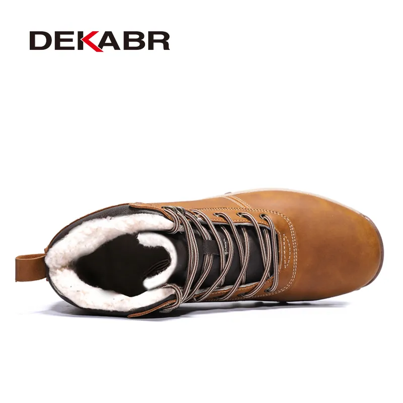 DEKABR Winter Warm Men Boots Genuine Leather Fur Plus Men Snow Boots Handmade Waterproof Working Ankle Boots High Top Men Shoes DEKABR Winter Warm Men Boots Genuine Leather Fur Plus Men Snow Boots Handmade Waterproof Working Ankle Boots High Top Men Shoes