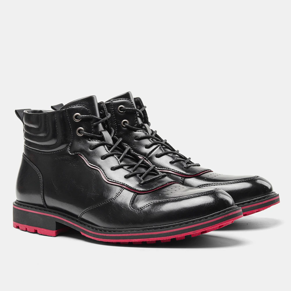 Red bottom Boots For Men Fashion Patent leather Men Ankle Boots Red bottom Boots For Men Fashion Patent leather Men Ankle Boots