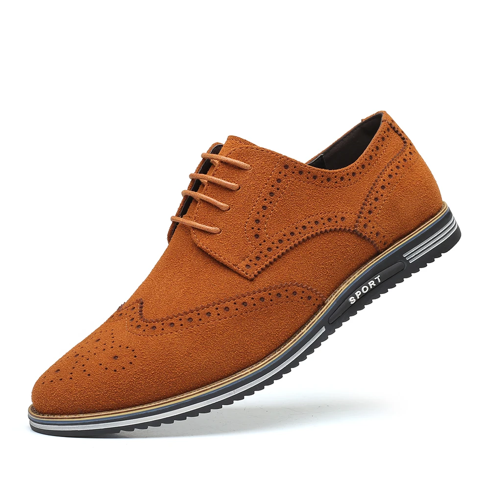 Classic Suede Brogues: Winter Casual Sneakers for Men - Large Sizes Available.