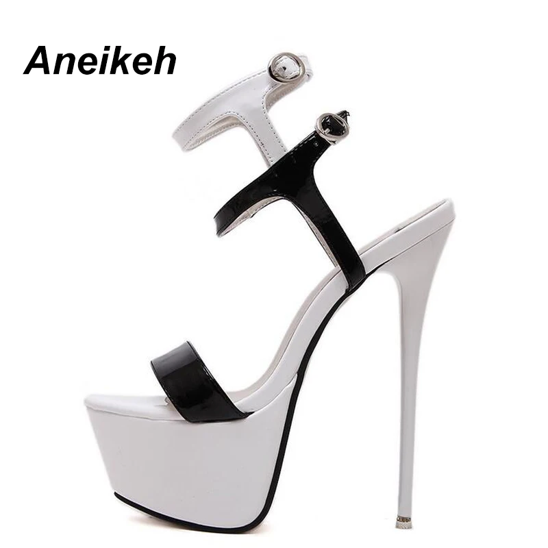 Aneikeh New 2024 Summer Fashion Sandals Sexy Open Toe 16CM High Heels Party Dress Wedding Nightclub Women Shoes Black Red 45 46 Aneikeh New 2024 Summer Fashion Sandals Sexy Open Toe 16CM High Heels Party Dress Wedding Nightclub Women Shoes Black Red 45 46