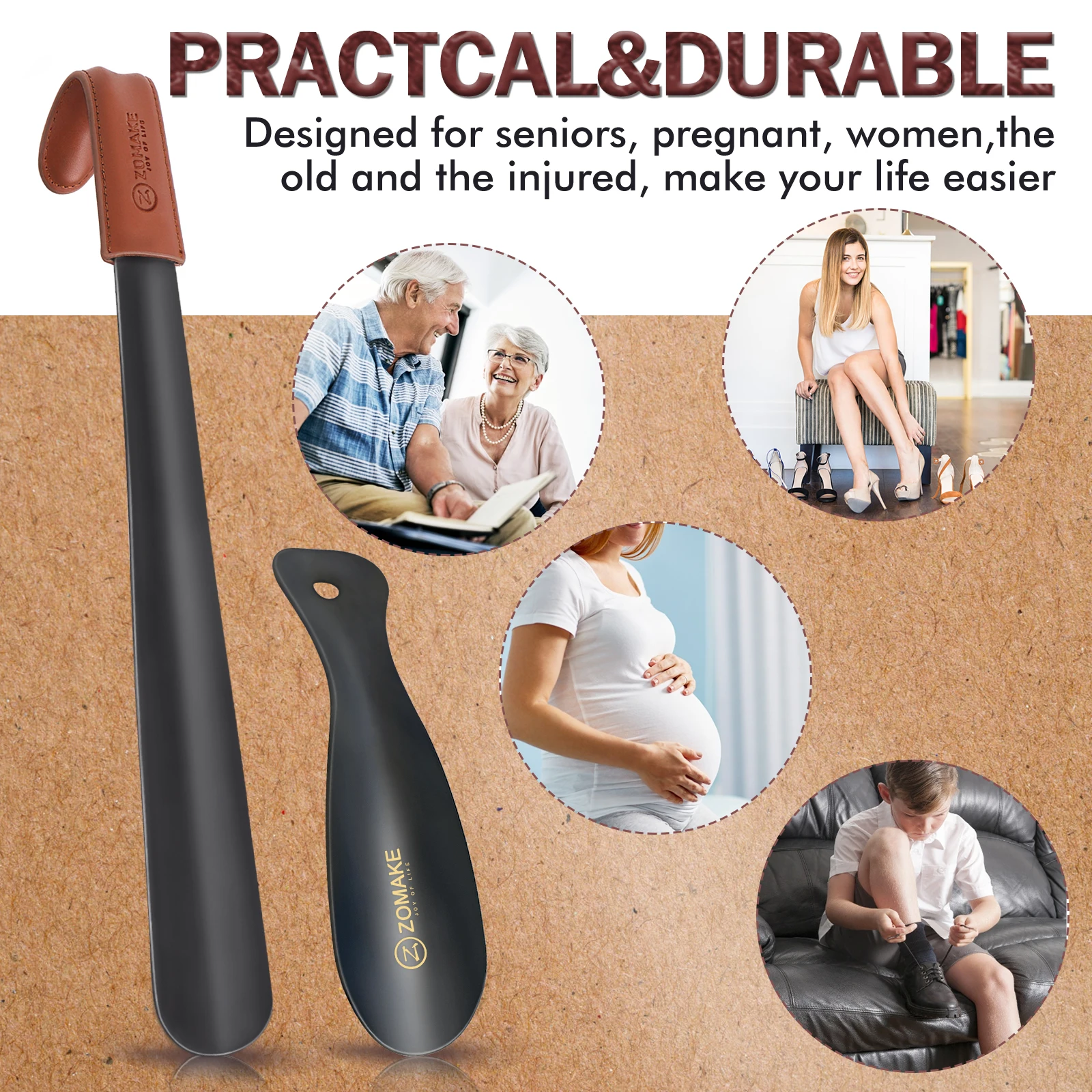 2pc Metal ShoeHorn Leather Long Handle with Travel Shoe Horn Helper Wear Shoe Lifter Accessories for Men Women Kids 2pc Metal ShoeHorn Leather Long Handle with Travel Shoe Horn Helper Wear Shoe Lifter Accessories for Men Women Kids