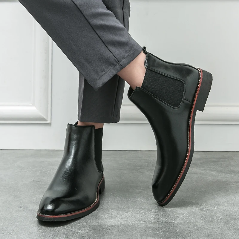 British Style Chelsea Boots Men Ankel Boots Fashion Retro Business Dress Boots Antumn Bota Masculina Plus Size 38-46 British Style Chelsea Boots Men Ankel Boots Fashion Retro Business Dress Boots Antumn Bota Masculina Plus Size 38-46