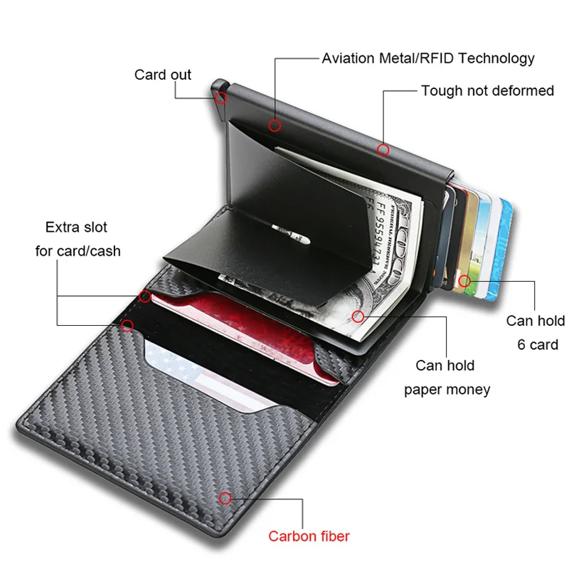 Carbon Fiber Credit Card Holder Wallets Men Brand Rfid Black Magic Trifold Leather Slim Mini Wallet Small Money Bag Male Purses Carbon Fiber Credit Card Holder Wallets Men Brand Rfid Black Magic Trifold Leather Slim Mini Wallet Small Money Bag Male Purses