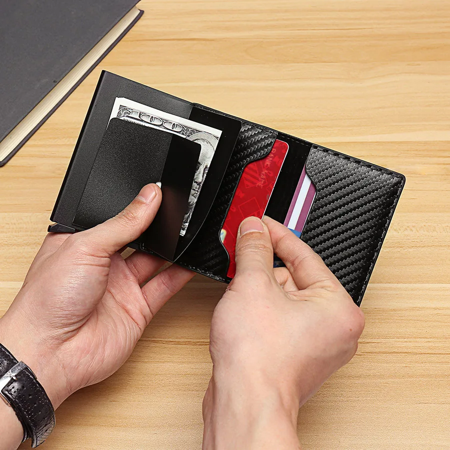 Carbon Fiber Credit Card Holder Wallets Men Brand Rfid Black Magic Trifold Leather Slim Mini Wallet Small Money Bag Male Purses Carbon Fiber Credit Card Holder Wallets Men Brand Rfid Black Magic Trifold Leather Slim Mini Wallet Small Money Bag Male Purses
