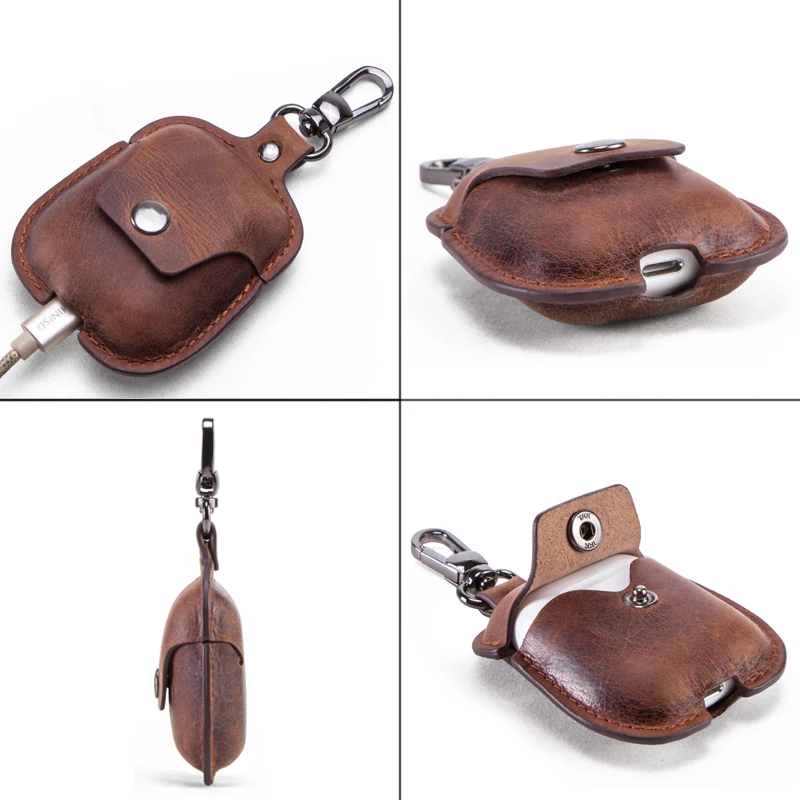 Genuine Leather Earphone Case for Airpods Cases Apple Airpod 1 Airpod 2 Cover Headphone Cases Airpods Key Chain Case Accessories Genuine Leather Earphone Case for Airpods Cases Apple Airpod 1 Airpod 2 Cover Headphone Cases Airpods Key Chain Case Accessories