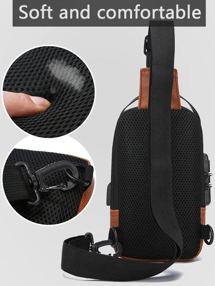 Men’s Multifunction Anti-theft USB Chest Bag, Sling Shoulder Bag, Password Lock Crossbody Bag Suitable for Cycling Men's Multifunction Anti-theft USB Chest Bag, Sling Shoulder Bag, Password Lock Crossbody Bag Suitable for Cycling