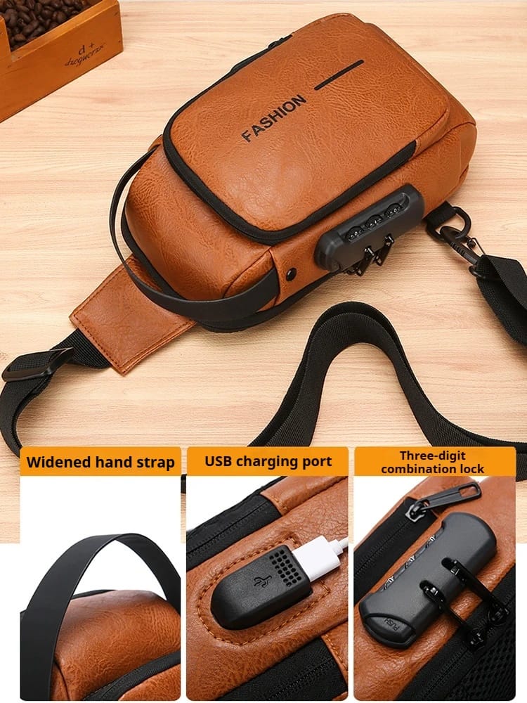 Men’s Multifunction Anti-theft USB Chest Bag, Sling Shoulder Bag, Password Lock Crossbody Bag Suitable for Cycling Men's Multifunction Anti-theft USB Chest Bag, Sling Shoulder Bag, Password Lock Crossbody Bag Suitable for Cycling
