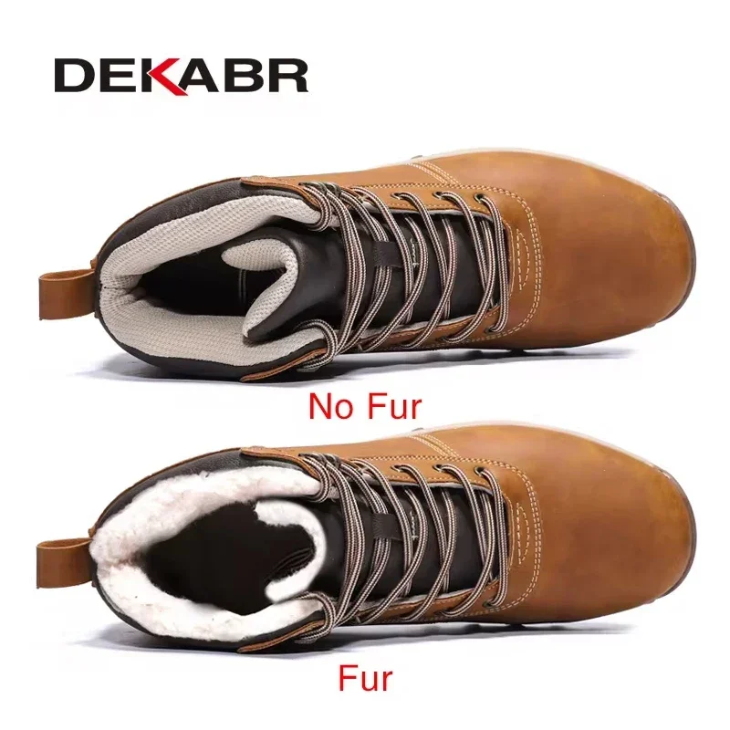 DEKABR Winter Warm Men Boots Genuine Leather Fur Plus Men Snow Boots Handmade Waterproof Working Ankle Boots High Top Men Shoes DEKABR Winter Warm Men Boots Genuine Leather Fur Plus Men Snow Boots Handmade Waterproof Working Ankle Boots High Top Men Shoes